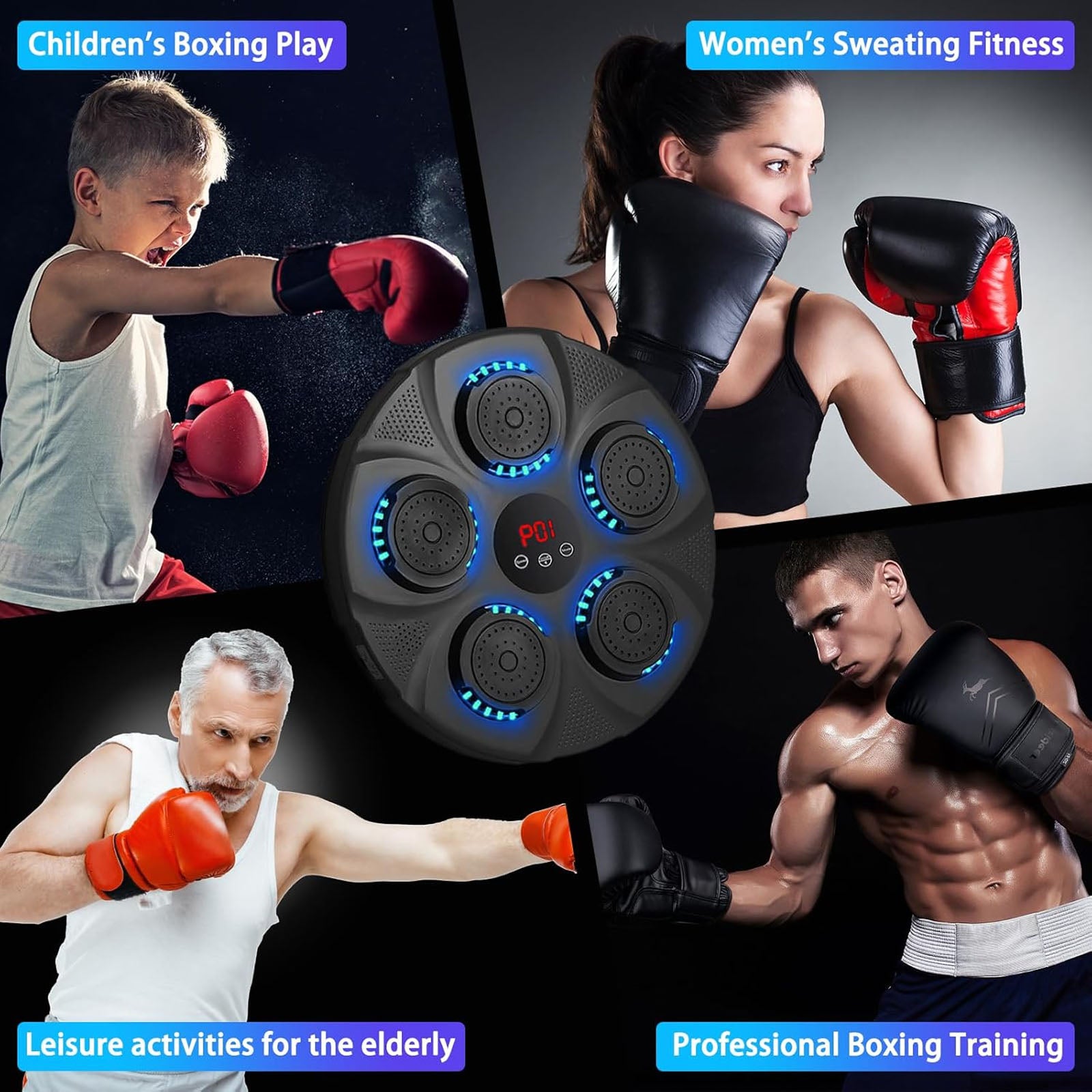 Music Boxing Machine, Smart Bluetooth Boxing Machine Wall Mounted, Boxing Training Punching Equipment, Home Workout Boxing Target Machine