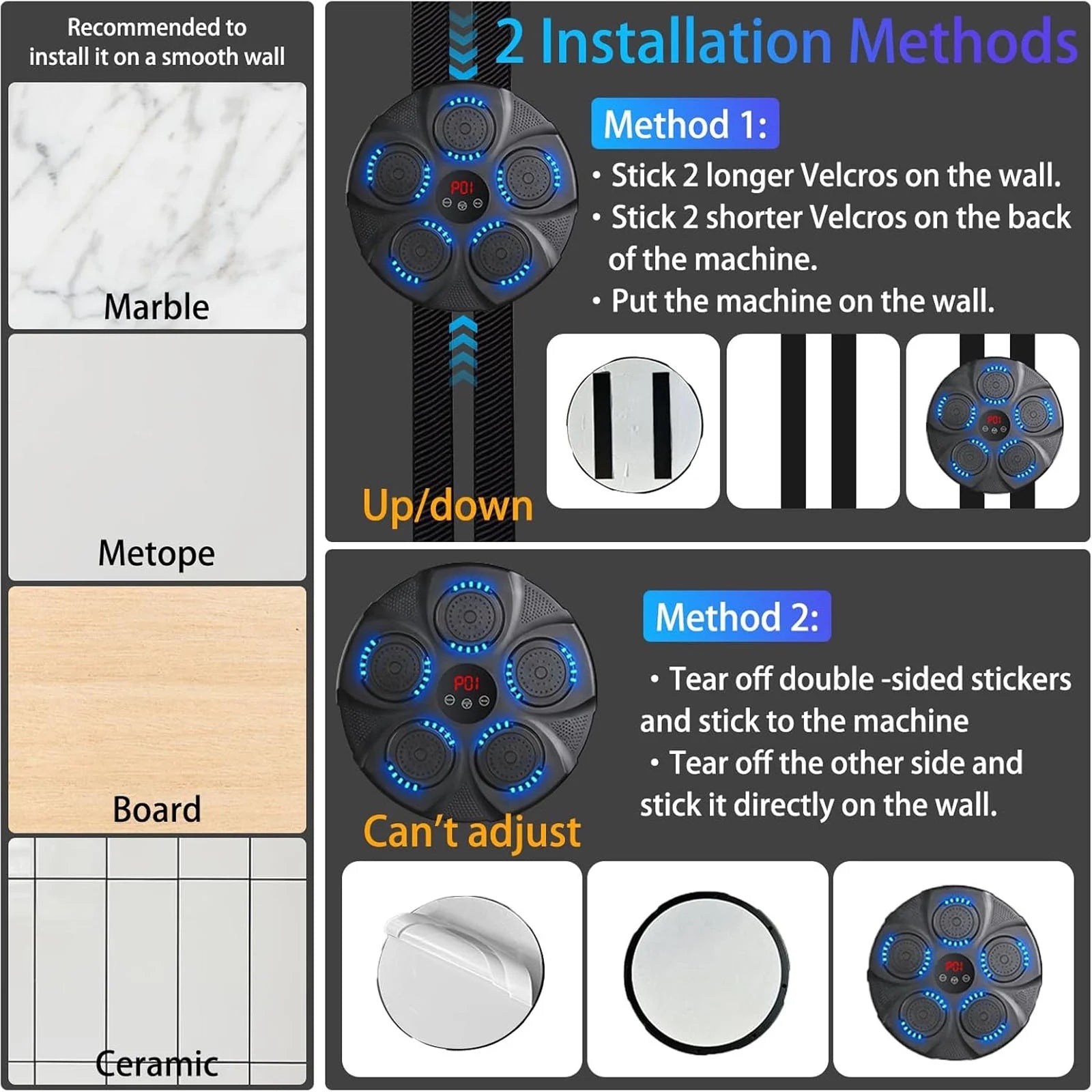 Music Boxing Machine, Smart Bluetooth Boxing Machine Wall Mounted, Boxing Training Punching Equipment, Home Workout Boxing Target Machine