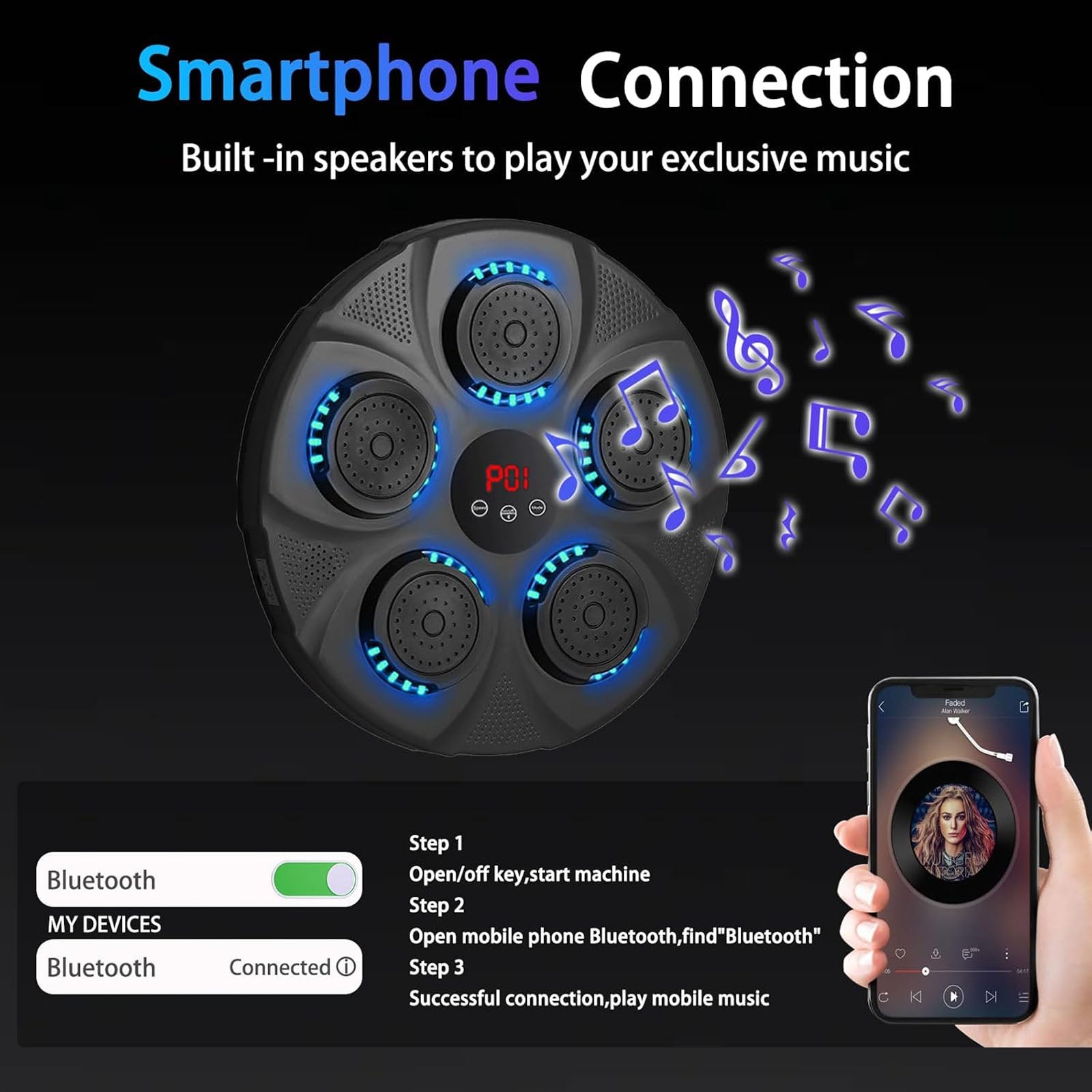 Music Boxing Machine, Smart Bluetooth Boxing Machine Wall Mounted, Boxing Training Punching Equipment, Home Workout Boxing Target Machine
